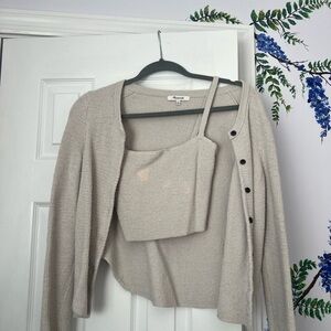 Madewell Beige Cardigan and Tank Set